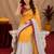  yellow chanderi cotton blend printed work 1 minute ready to wear saree with unstitched blouse piece