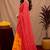  red chanderi cotton blend printed work 1 minute ready to wear saree with unstitched blouse piece