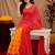  red chanderi cotton blend printed work 1 minute ready to wear saree with unstitched blouse piece