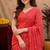  red chanderi cotton blend printed work 1 minute ready to wear saree with unstitched blouse piece