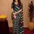  black chanderi cotton blend printed work 1 minute ready to wear saree with unstitched blouse piece
