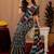  black chanderi cotton blend printed work 1 minute ready to wear saree with unstitched blouse piece