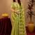  mehendi chanderi cotton blend printed work 1 minute ready to wear saree with unstitched blouse piece