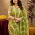  mehendi chanderi cotton blend printed work 1 minute ready to wear saree with unstitched blouse piece