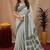  white chanderi cotton blend printed work 1 minute ready to wear saree with unstitched blouse piece