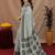  white chanderi cotton blend printed work 1 minute ready to wear saree with unstitched blouse piece