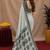  white chanderi cotton blend printed work 1 minute ready to wear saree with unstitched blouse piece