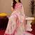  off white pink chanderi cotton blend printed work 1 minute ready to wear saree with unstitched blouse piece
