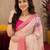 off white pink chanderi cotton blend printed work 1 minute ready to wear saree with unstitched blouse piece
