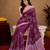  wine chanderi cotton blend printed work 1 minute ready to wear saree with unstitched blouse piece