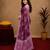  wine chanderi cotton blend printed work 1 minute ready to wear saree with unstitched blouse piece