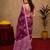  wine chanderi cotton blend printed work 1 minute ready to wear saree with unstitched blouse piece