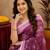  wine chanderi cotton blend printed work 1 minute ready to wear saree with unstitched blouse piece