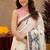  white chanderi cotton blend printed work 1 minute ready to wear saree with unstitched blouse piece