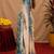  beage blue chanderi cotton blend printed  1 minute ready to wear saree with unstitched blouse piece