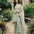 Green silk blend embroidered palazzo set