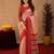  white red chanderi cotton blend printed  1 minute ready to wear saree with unstitched blouse piece