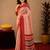  white red chanderi cotton blend printed  1 minute ready to wear saree with unstitched blouse piece
