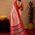  white red chanderi cotton blend printed  1 minute ready to wear saree with unstitched blouse piece