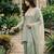 Green silk blend embroidered palazzo set