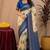  crean blue chanderi cotton blend printed 1 minute ready to wear saree with unstitched blouse piece