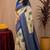  crean blue chanderi cotton blend printed 1 minute ready to wear saree with unstitched blouse piece