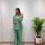 Green silk blend embroidered co-ord set.