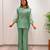 Green silk blend embroidered co-ord set.
