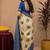  crean blue chanderi cotton blend printed 1 minute ready to wear saree with unstitched blouse piece
