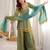Olive silk blend mirror work palazzo set