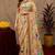  beige chanderi cotton blend printed  1 minute ready to wear saree with unstitched blouse piece