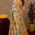  beige chanderi cotton blend printed  1 minute ready to wear saree with unstitched blouse piece