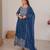 Royal-blue faux georgette embroidered anarkali set