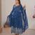 Royal-blue faux georgette embroidered anarkali set