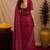  wine chanderi cotton blend printed work 1 minute ready to wear saree with unstitched blouse piece