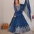 Royal-blue faux georgette embroidered anarkali set