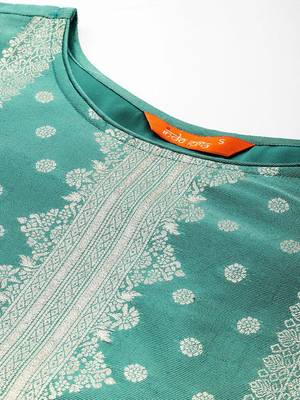 Ethnic Motifs Pure Silk Kurta with Trousers & With Dupatta 2