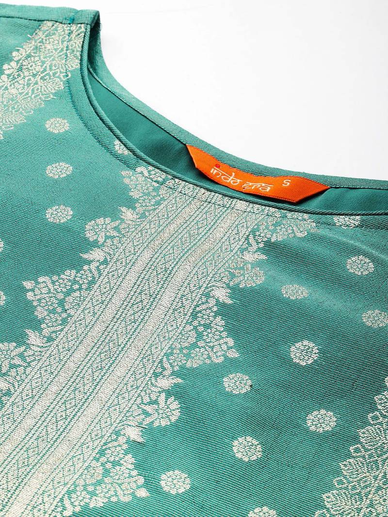 Ethnic Motifs Pure Silk Kurta with Trousers & With Dupatta