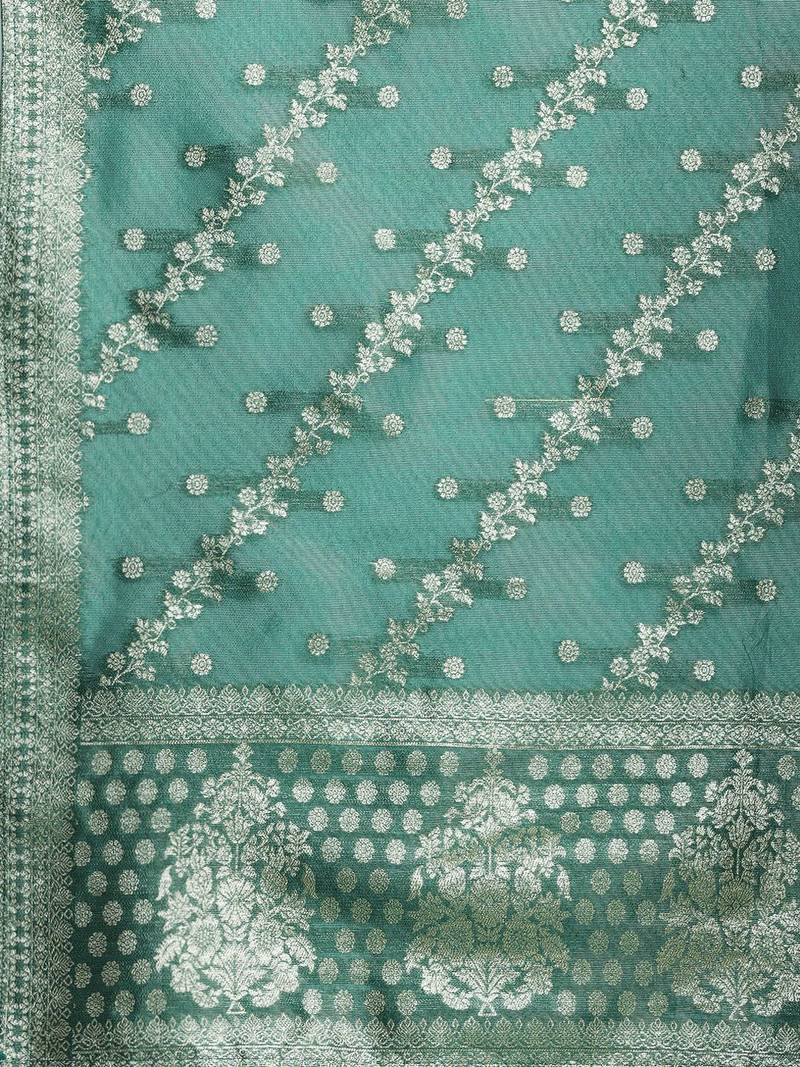 Ethnic Motifs Pure Silk Kurta with Trousers & With Dupatta