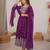 Purple faux georgette embroidered anarkali set