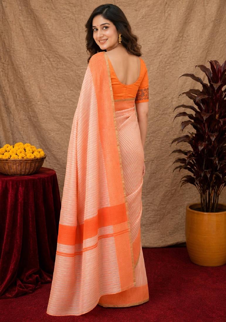  white chanderi cotton blend printed  1 minute ready to wear saree with unstitched blouse piece