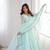 Sky-blue faux georgette embroidered anarkali set
