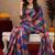  multi color chanderi cotton blend printed  1 minute ready to wear saree with unstitched blouse piece