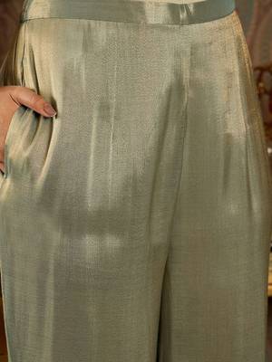 Ethnic Motifs Embroidered Zari Liva Kurta With Trousers & Dupatta 3