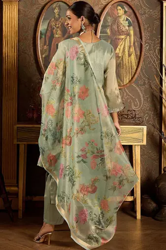 Ethnic Motifs Embroidered Zari Liva Kurta With Trousers & Dupatta
