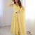 Light-yellow faux georgette embroidered anarkali set
