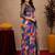  multi color chanderi cotton blend printed  1 minute ready to wear saree with unstitched blouse piece