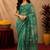  green chanderi cotton blend printed  1 minute ready to wear saree with unstitched blouse piece