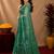  green chanderi cotton blend printed  1 minute ready to wear saree with unstitched blouse piece