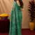  green chanderi cotton blend printed  1 minute ready to wear saree with unstitched blouse piece